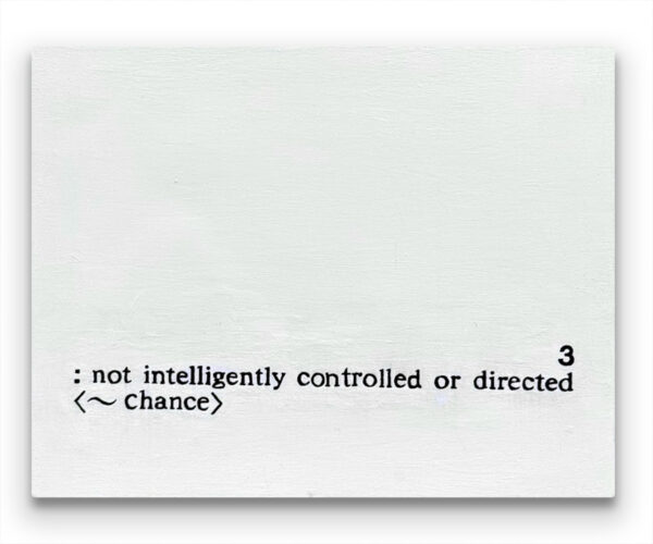 Painting with text resembling a dictionary definition on a seapearl white background.