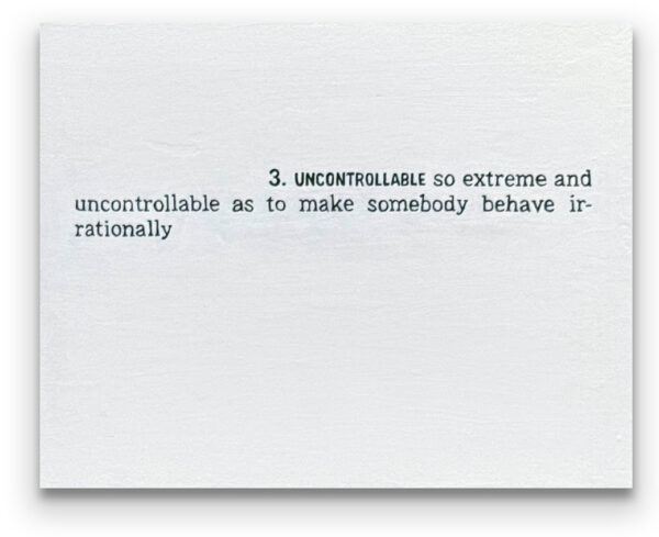 Painting with text resembling a dictionary definition on a seapearl white background.