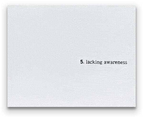 Painting with text resembling a dictionary definition on a seapearl white background.